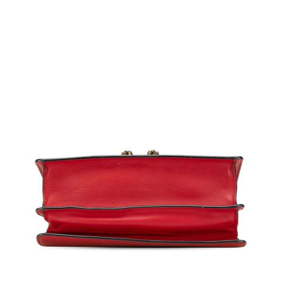 GUCCI Red Leather Bamboo Shoulder Bag - Picture 3 of 13